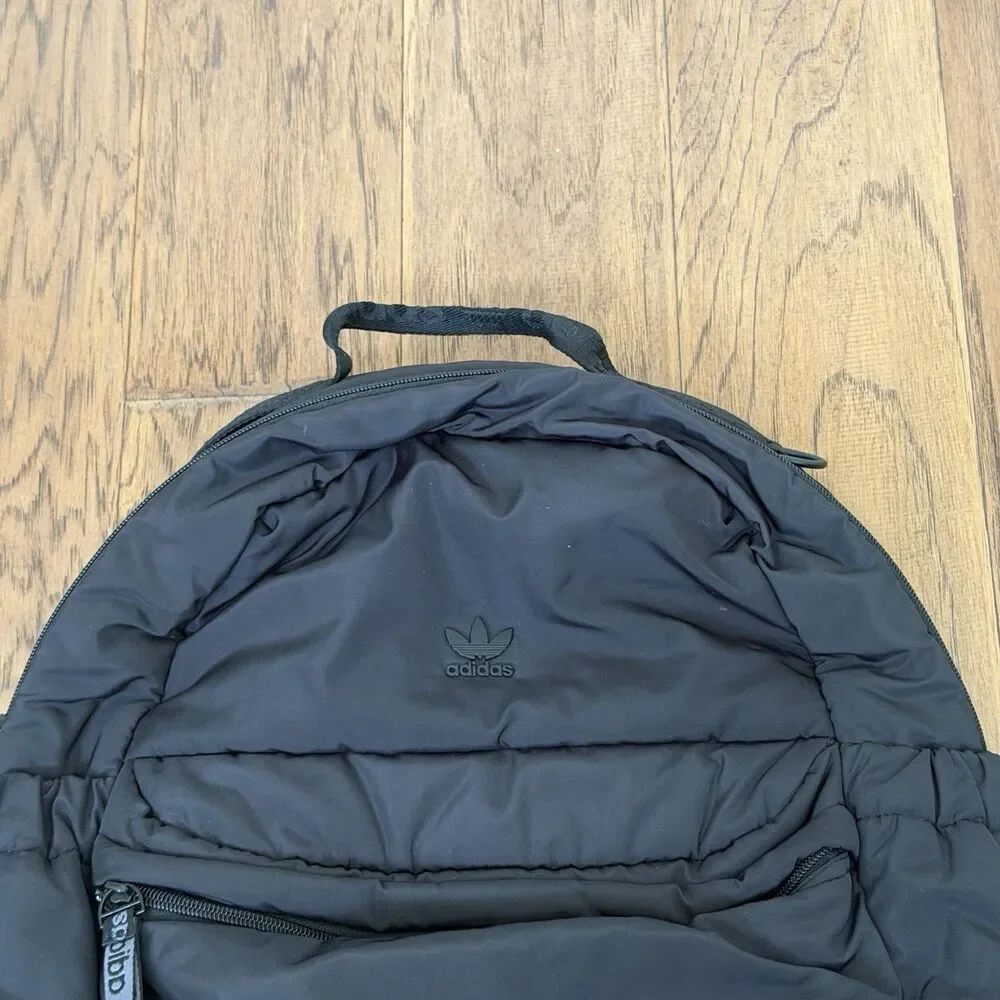 Adidas Originals Puffer Backpack Black Quilted Trefoil Logo Bag